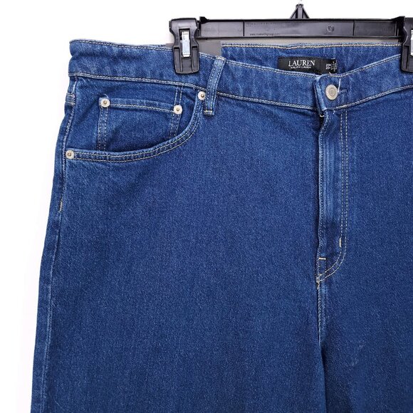 Lauren Ralph Lauren Cropped Jeans Women's Pants 20W Ombre Blue Wide Leg Raw Hem - Picture 13 of 16